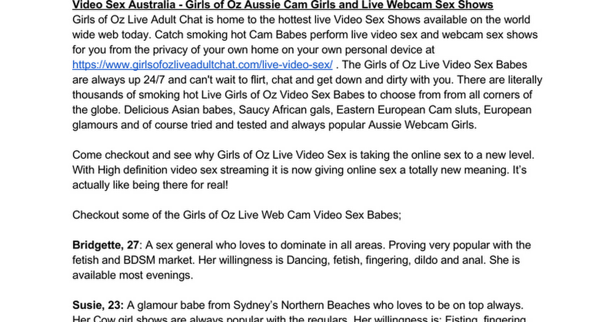 Video Sex Australia Aussie Cam Girls And Live Webcam Sex Shows 