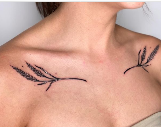  Wheat Chest Tattoo For Women