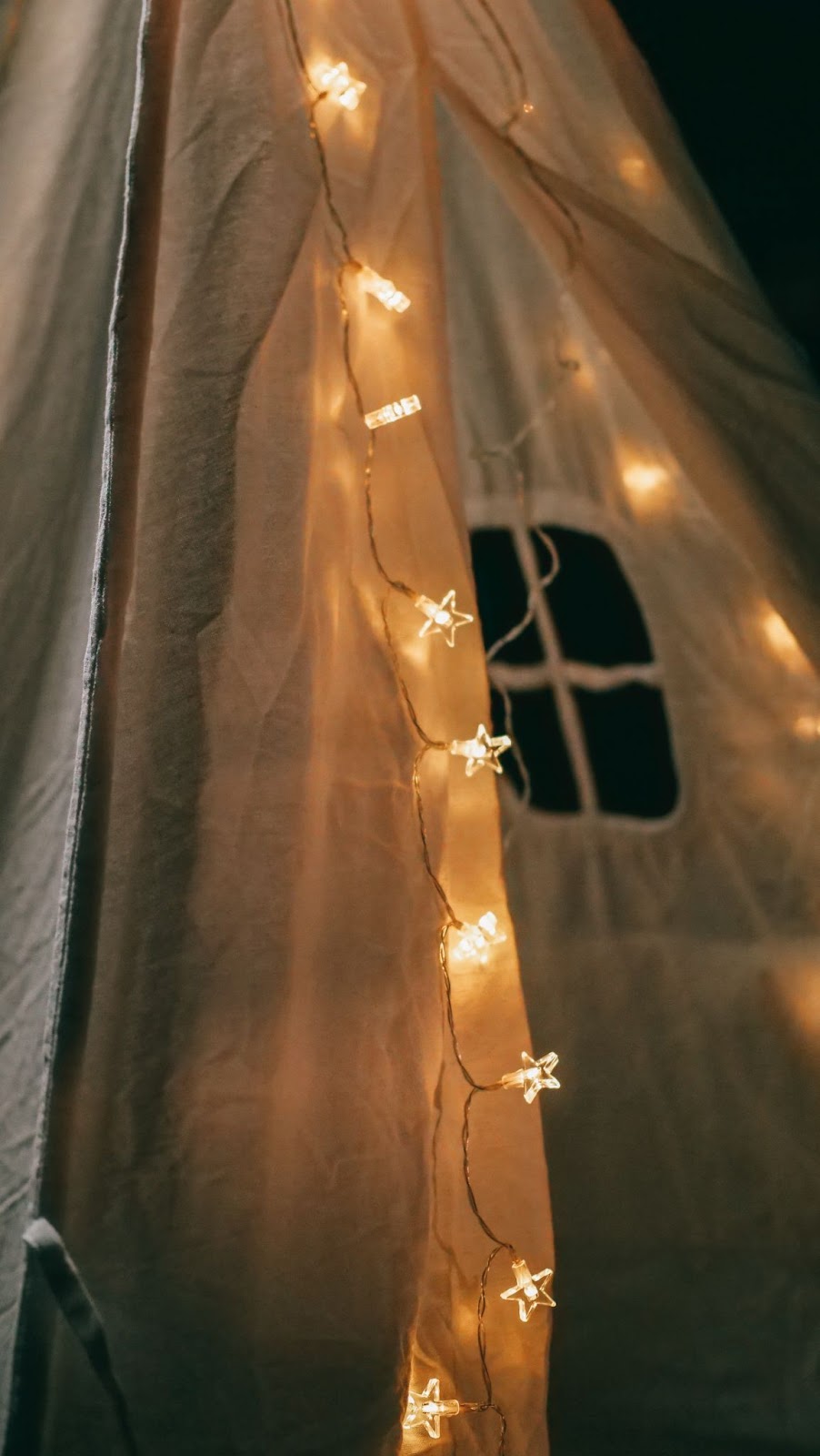 Fabric Ceiling with String Lights