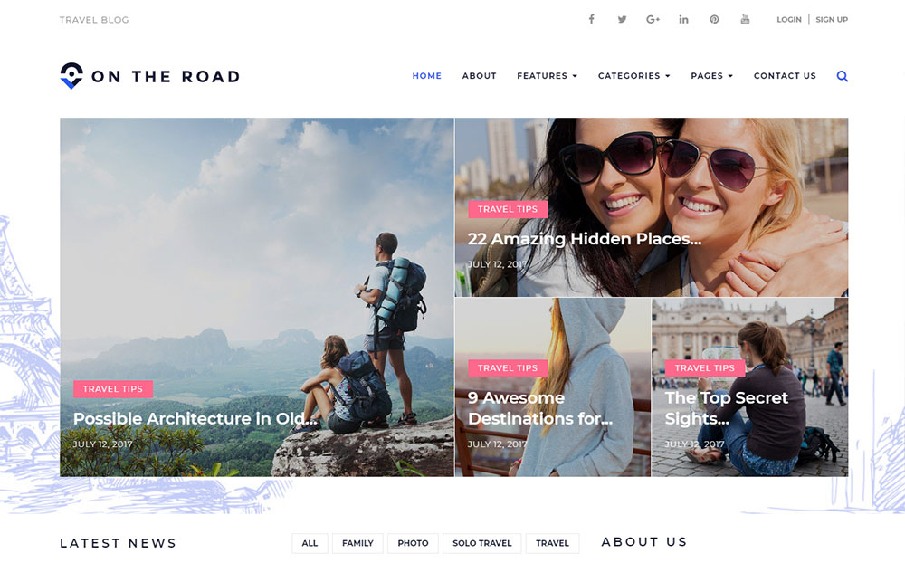 On The Road - Tema de WordPress para blogs de viajes