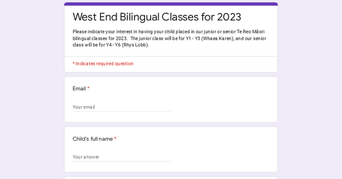 West End Bilingual Classes for 2023