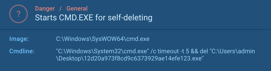 The malware self-deletes