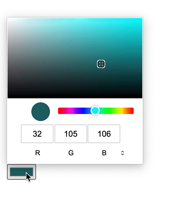 An animation of the redesigned color picker, showing improved keyboard navigation