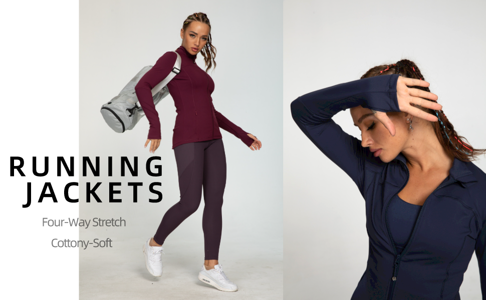 Running jackets for women 4-way stretch cottony soft