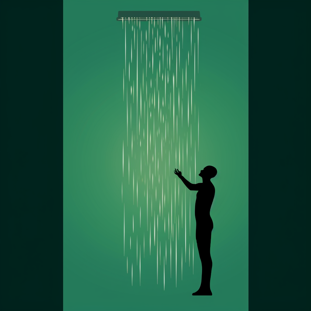 depiction of person showering