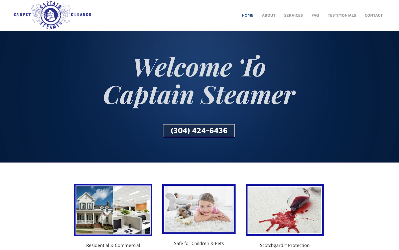 home page of captain steamer website