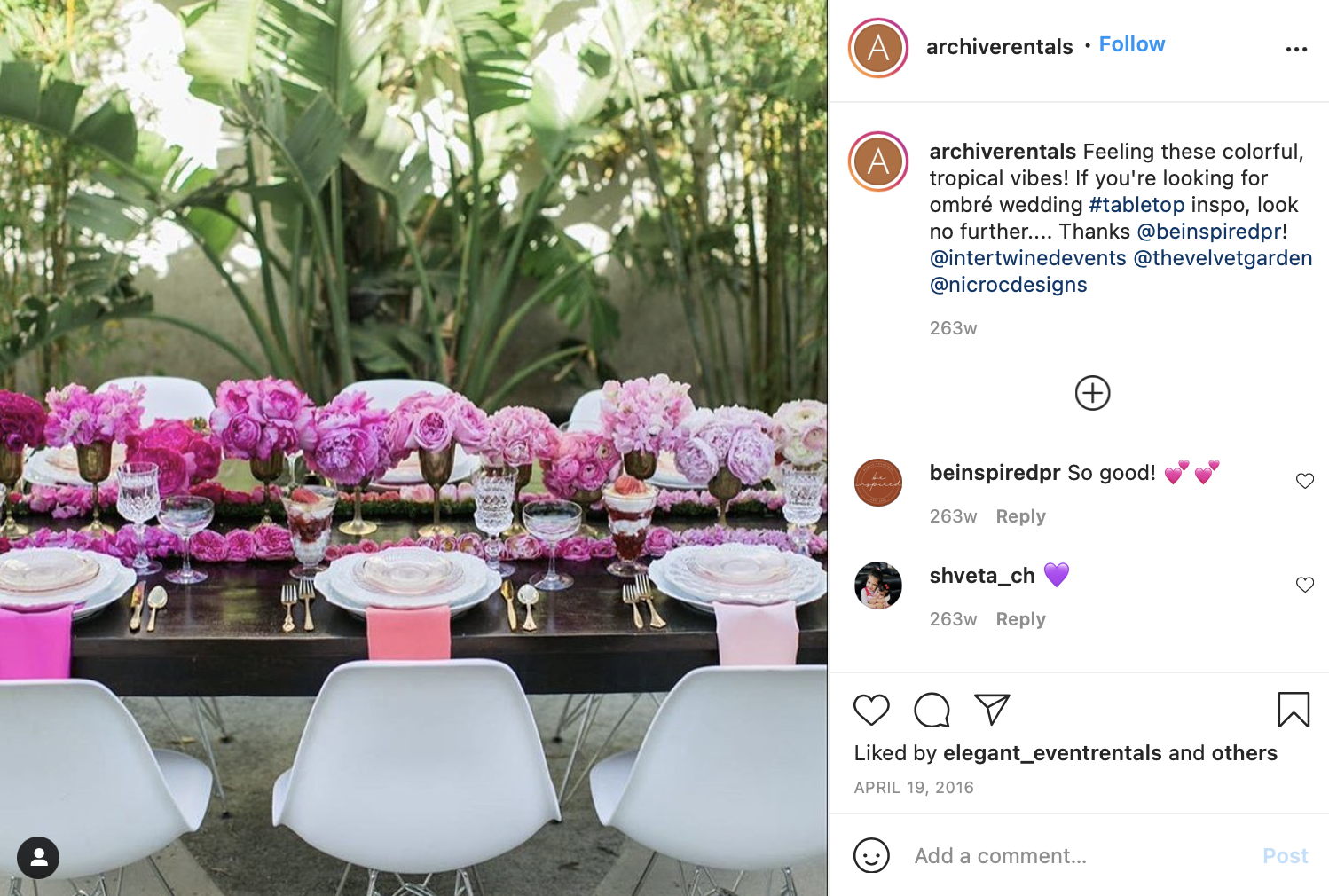 pink to purple floral decor on wedding table