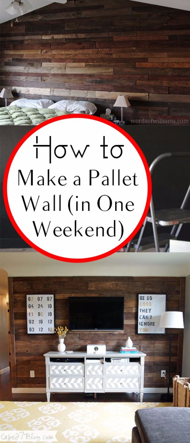 DIY Home Improvement On A Budget - Make A Pallet Wall - Easy and Cheap Do It Yourself Tutorials for Updating and Renovating Your House - Home Decor Tips and Tricks, Remodeling and Decorating Hacks - DIY Projects and Crafts by DIY JOY