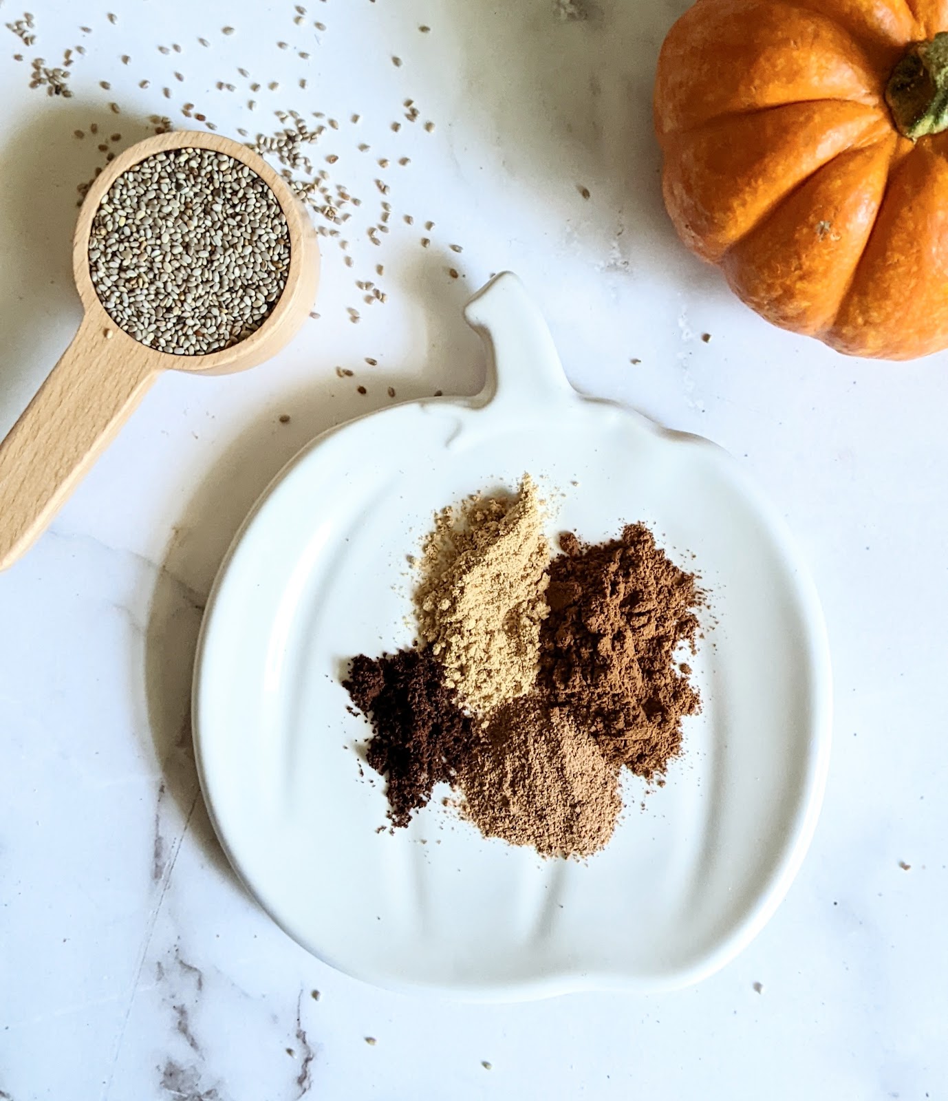 top down view of pumpkin spices on a plate