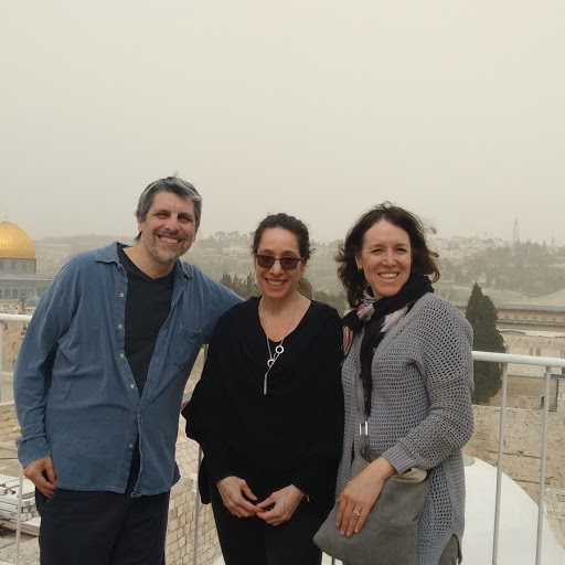 Seth Chaya Sheryl overlooking Kotel from Oraita roof.jpg