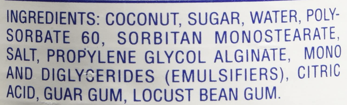 coco lopez cream of coconut ingredient label