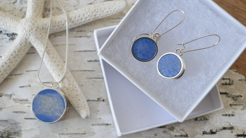 blue resin earrings