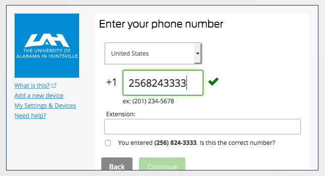 Visual Representation of Enter Phone Number Screen