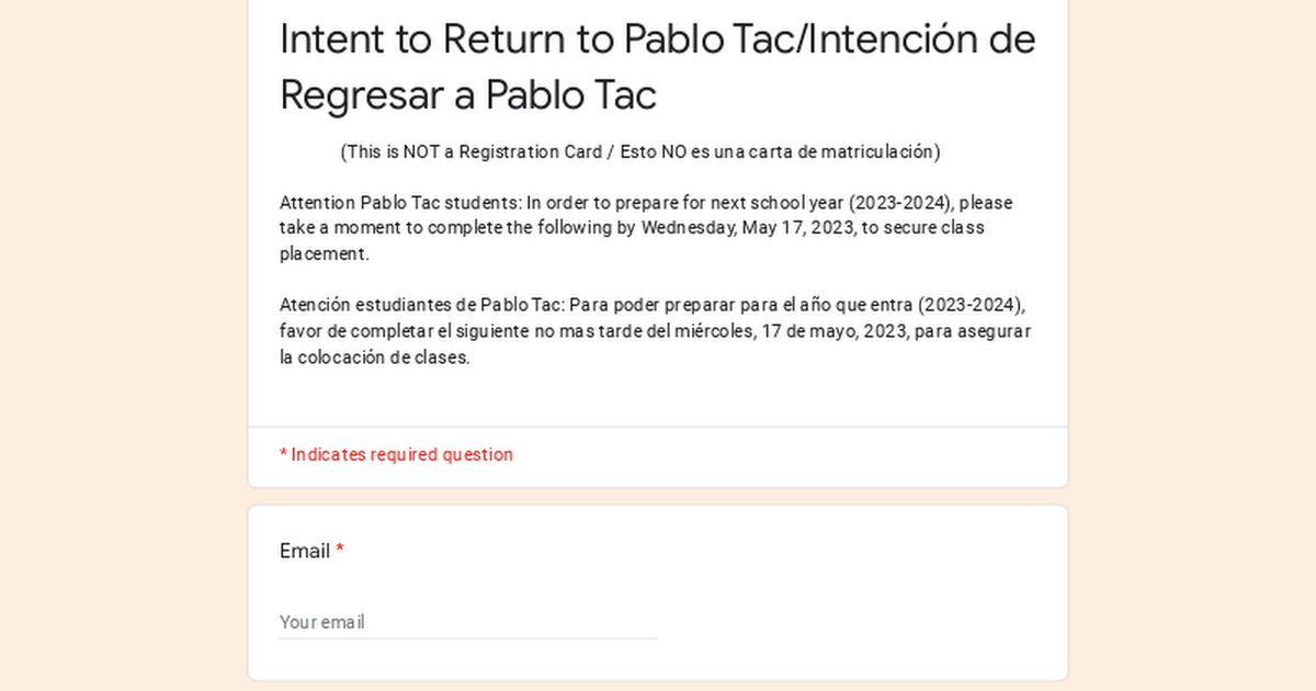 Intent to Return to Pablo Tac/Intención de Regresar a Pablo Tac
