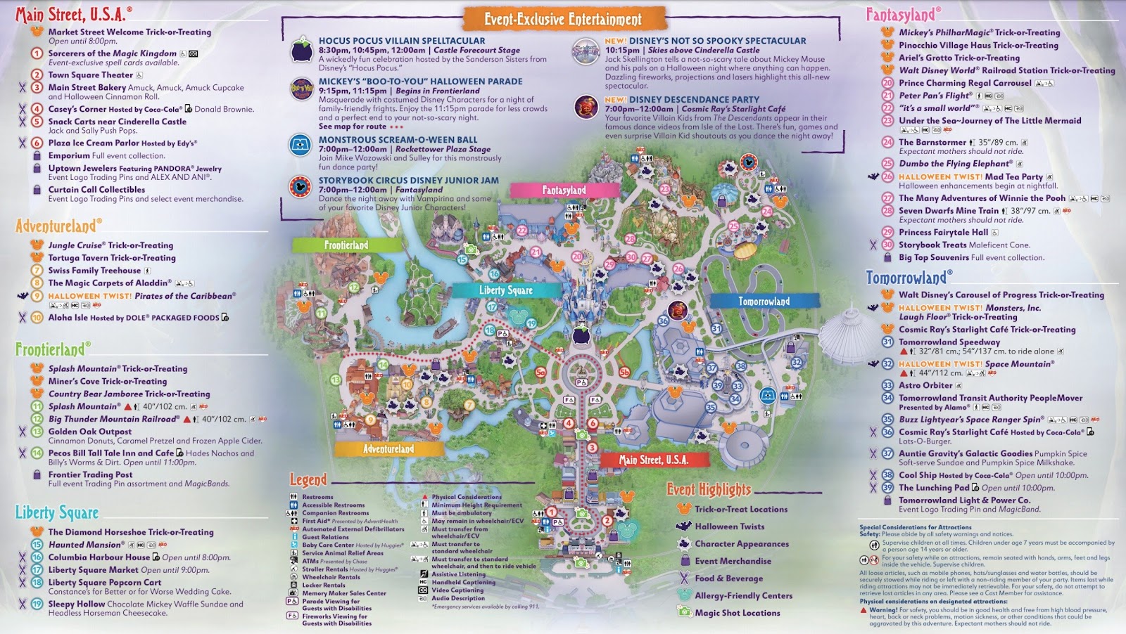 2019 Mickey's Not So Scary Halloween Party Map - inside