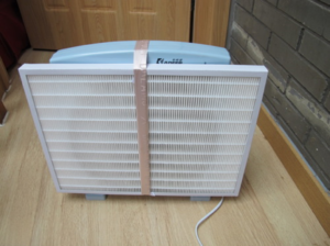 front view of HEPA attached to make DIY air purifier