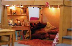 A space under a loft where a child can spend time.