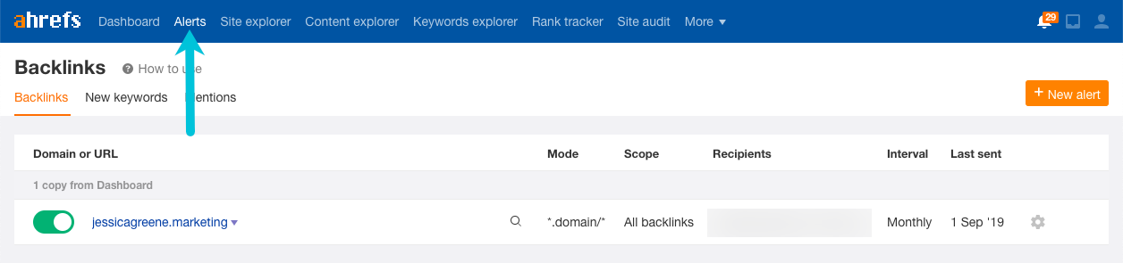 ahrefs alerts
