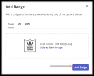 Screenshot of Add Badge page