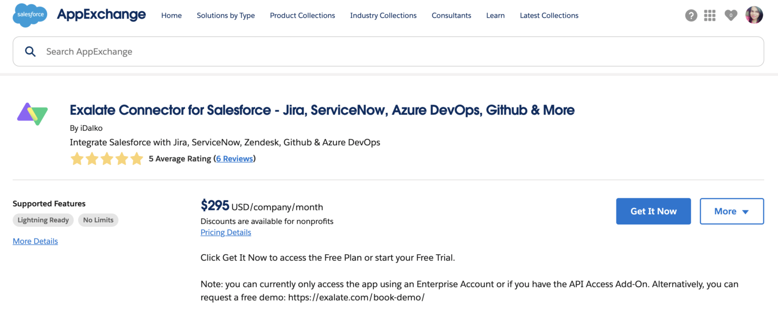 Screenshot of AppExchange 