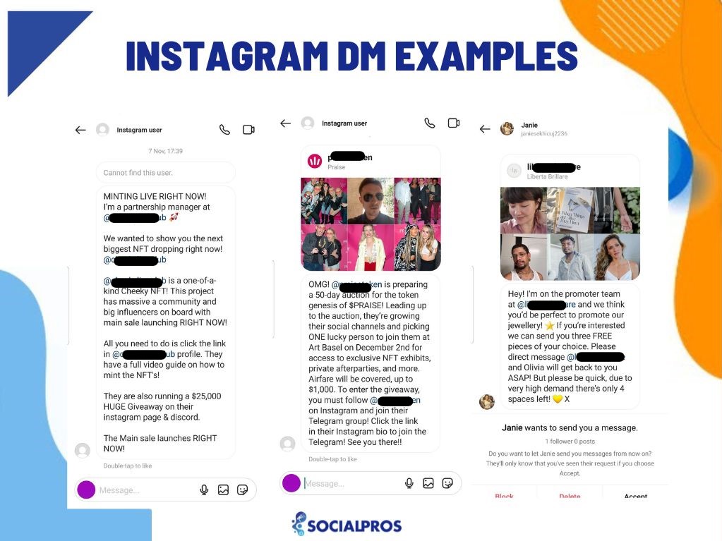 Instagram DM examples