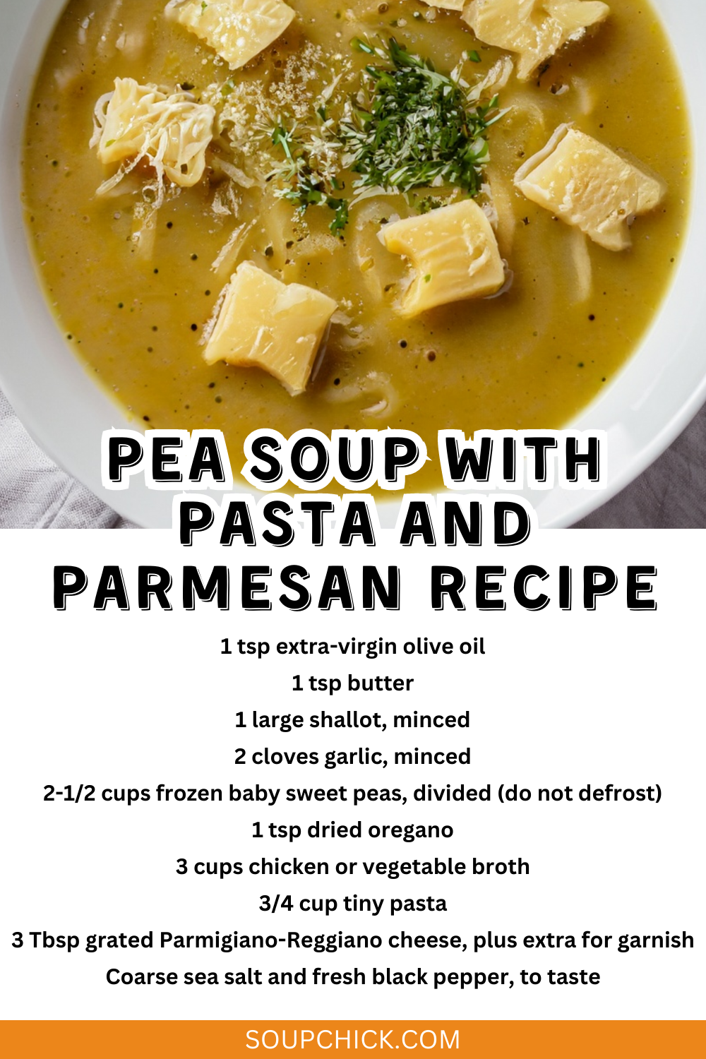 pea soup with pasta and parmesan recipe