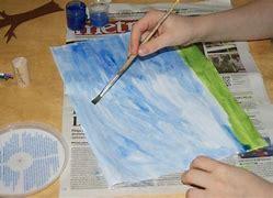 Obraz znaleziony dla: ogród malowany farbą plakatowa przez dziecko praca plastyczna