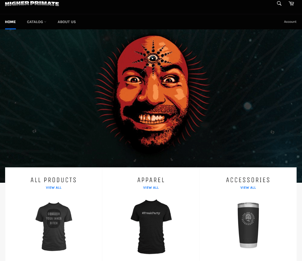 These are some examples of merchandise that Joe Rogan sells on his podcast.