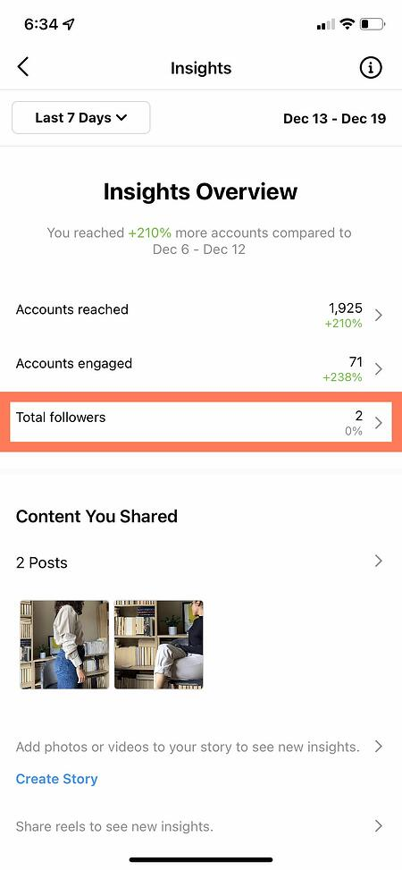 Tổng lượng followers trong Instagram Insight