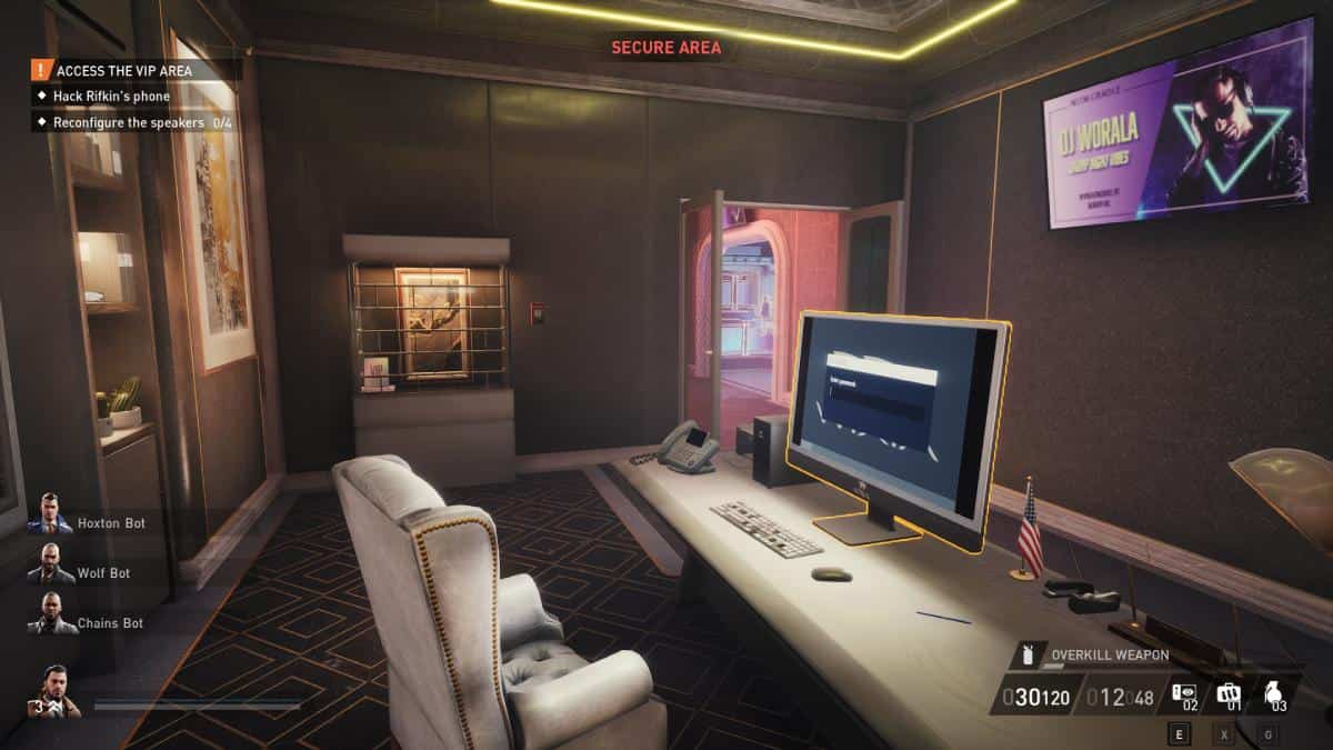 A screenshot of a room in Payday 3, a video game.