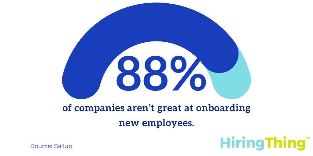 This is a chart that shows 88% of companies aren't great at onboarding new employees. 