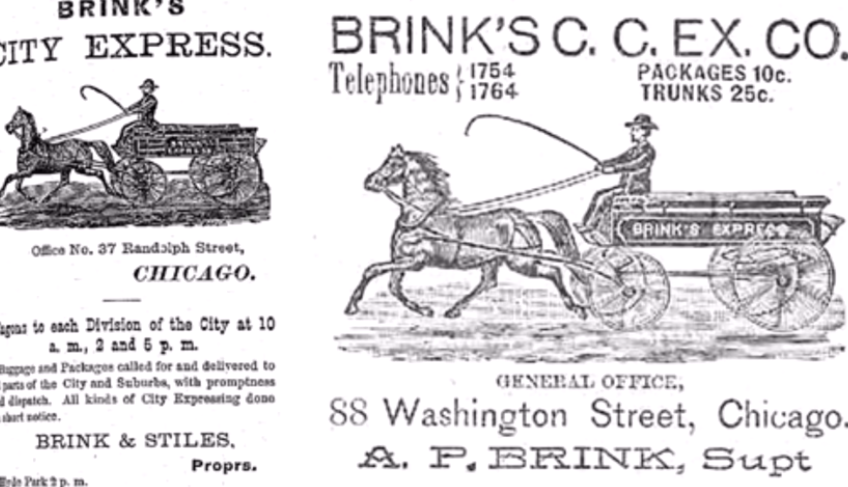 anúncio do carro-forte da brink's em 1859