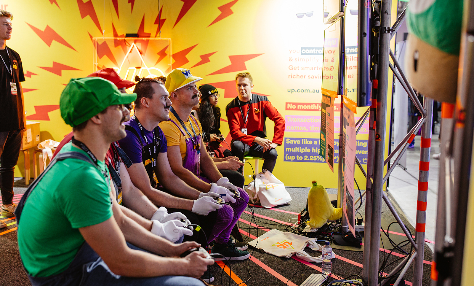 Mario fans gather to play Kart at the Up stand at PAX 2019