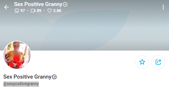 Captures d'écran de la page Granny OnlyFans : Sex Positive Granny - @sexpositivegranny