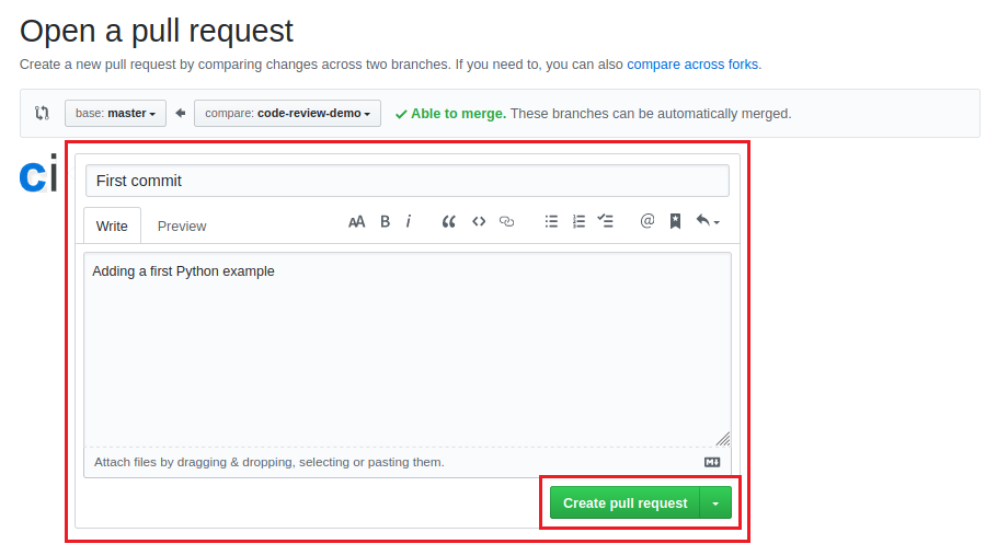 Github Pull Request for automated code reviews