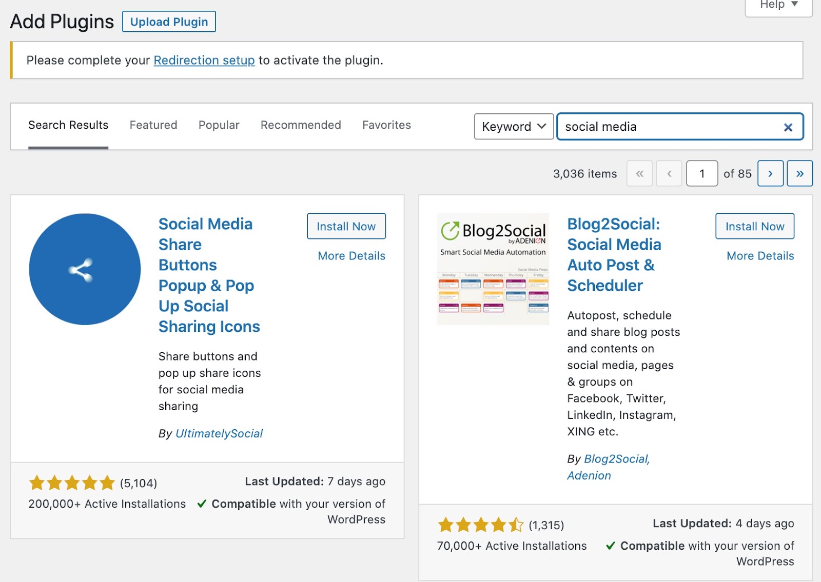 Social media plugins in WordPress