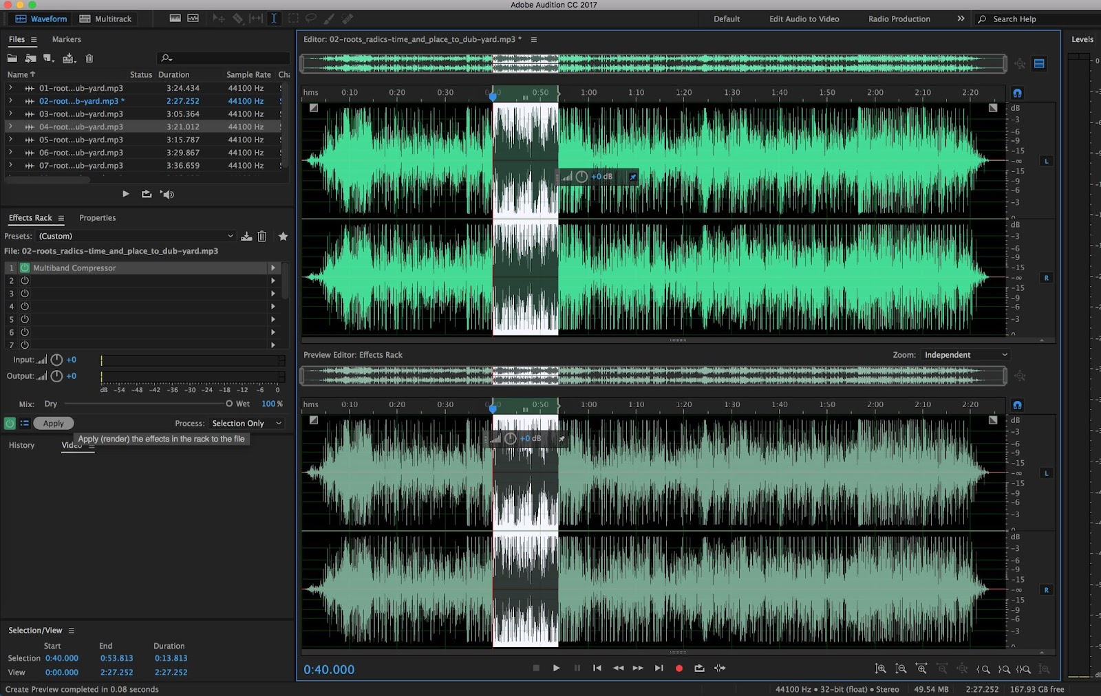 Adobe Audition Mixer view