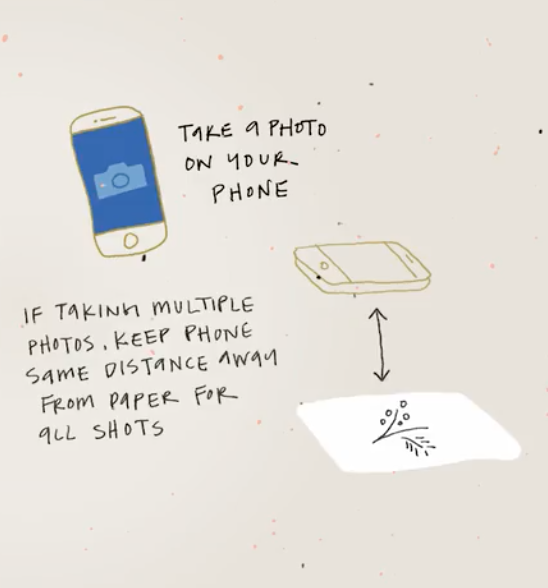Si no tienes escáner, simplemente toma una foto del dibujo con tu smartphone.