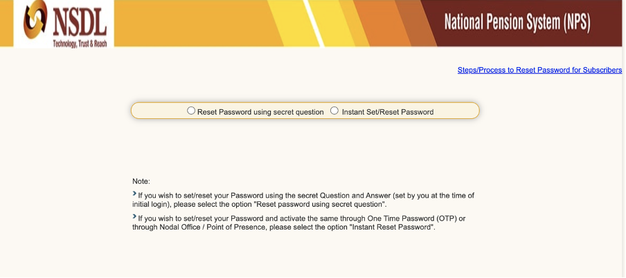 NSDL password reset 2