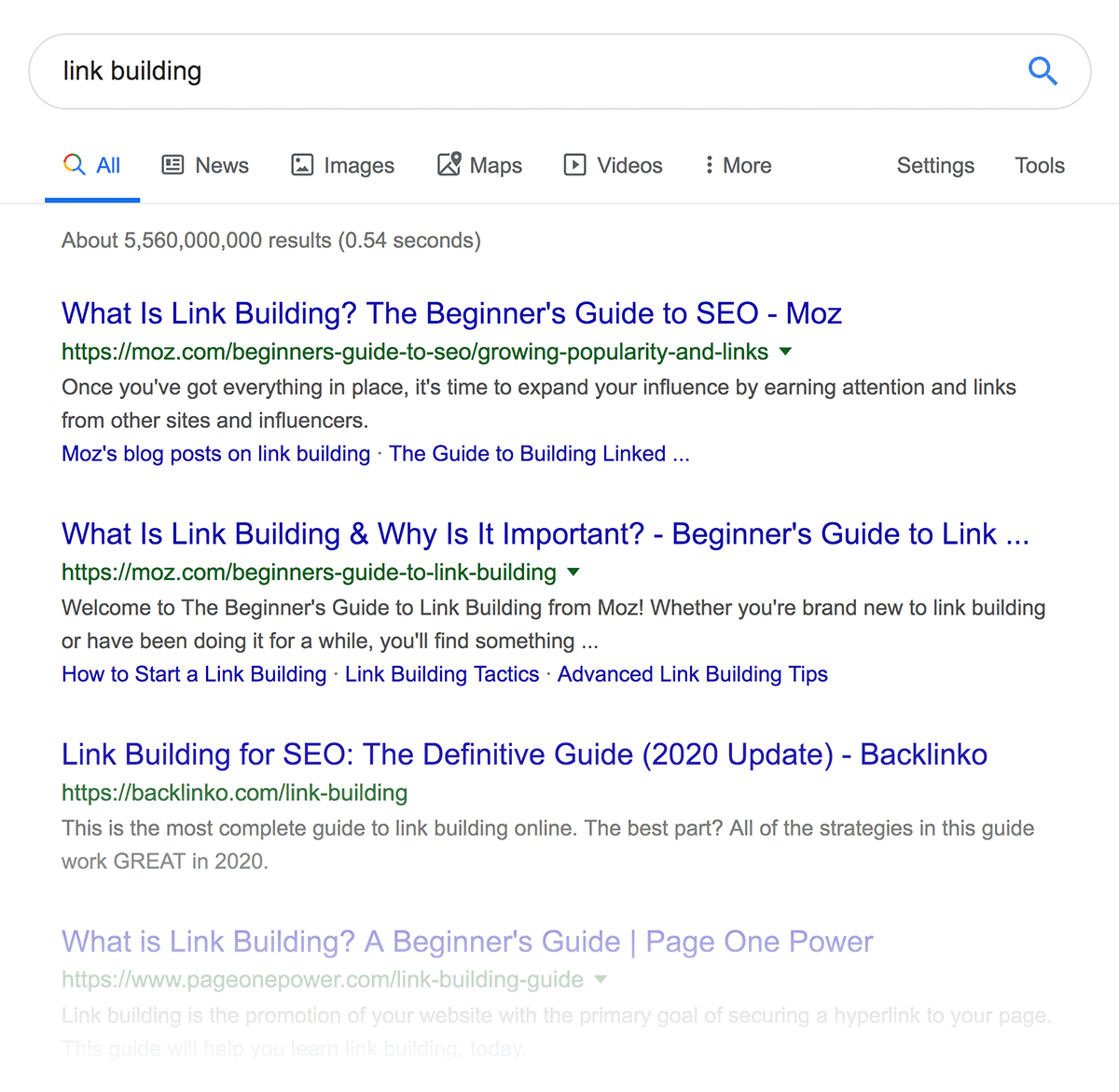 Link Building First Page SERP