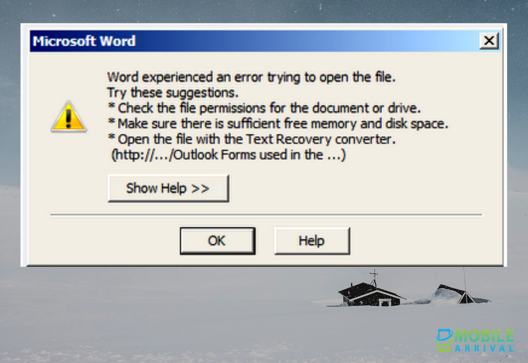 Word Experienced An Error Trying To Open The File