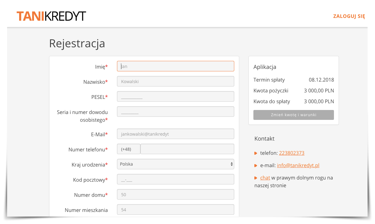 tanikredyt rejestracja 