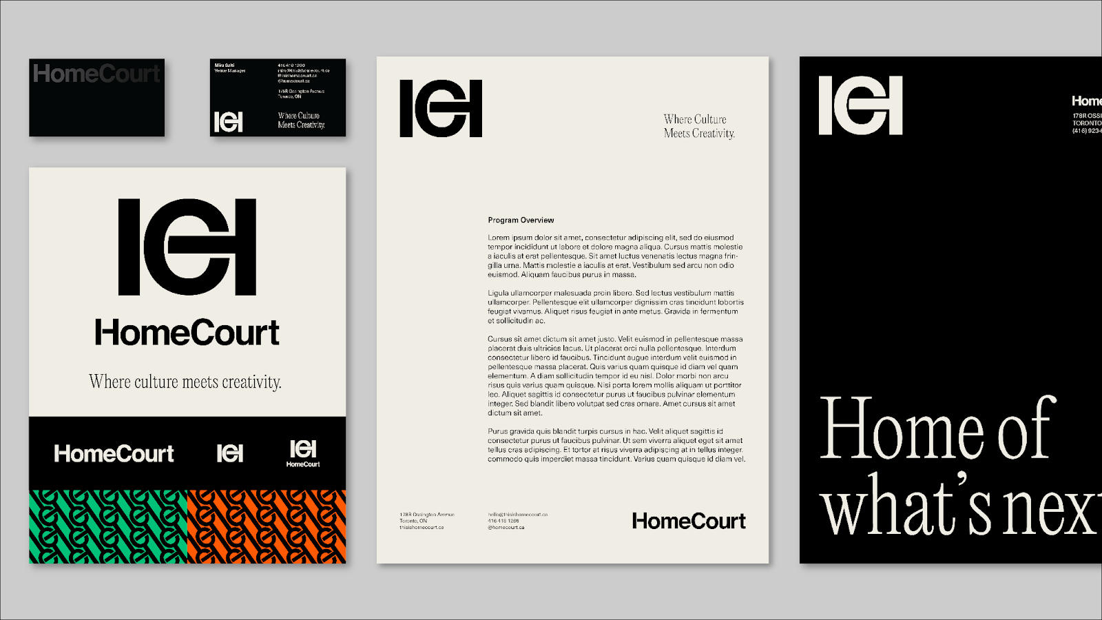 randing and visual identity artifacts for HomeCourt Branding by Mint Brings a New Cultural Hub to Life