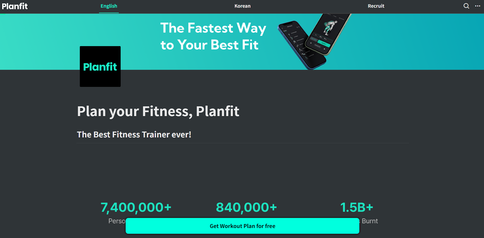Planfit website - plan your fitness, planfit