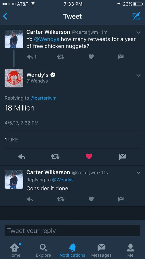 Wendy's virality tweet