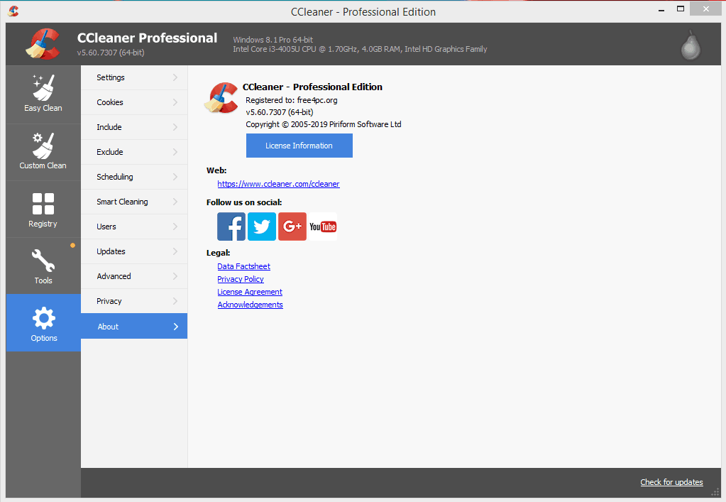 CCleaner Professional License Key 2019