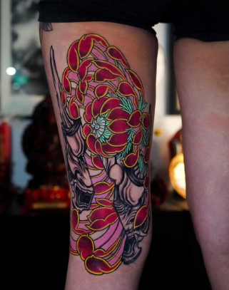Hannya And Chrysanthemum Tattoo