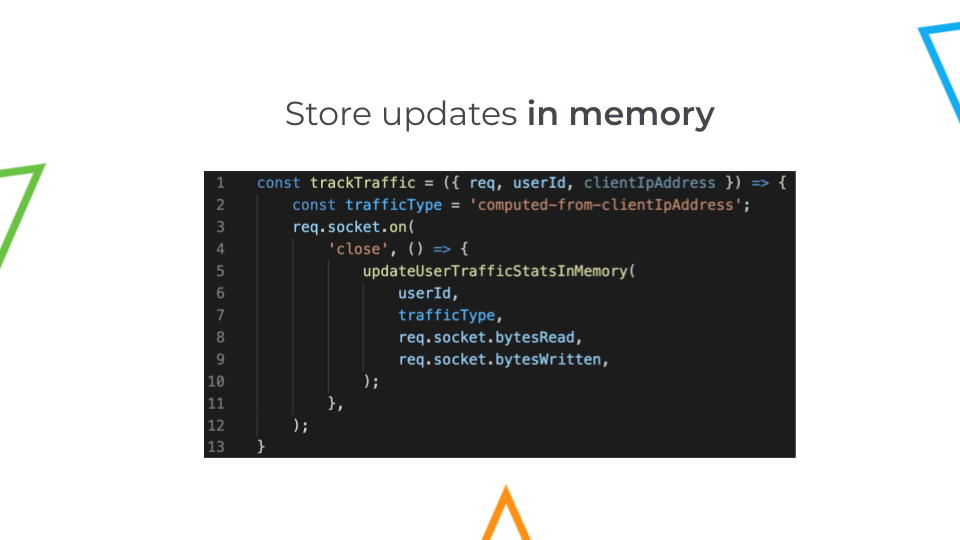 Store updates in memory