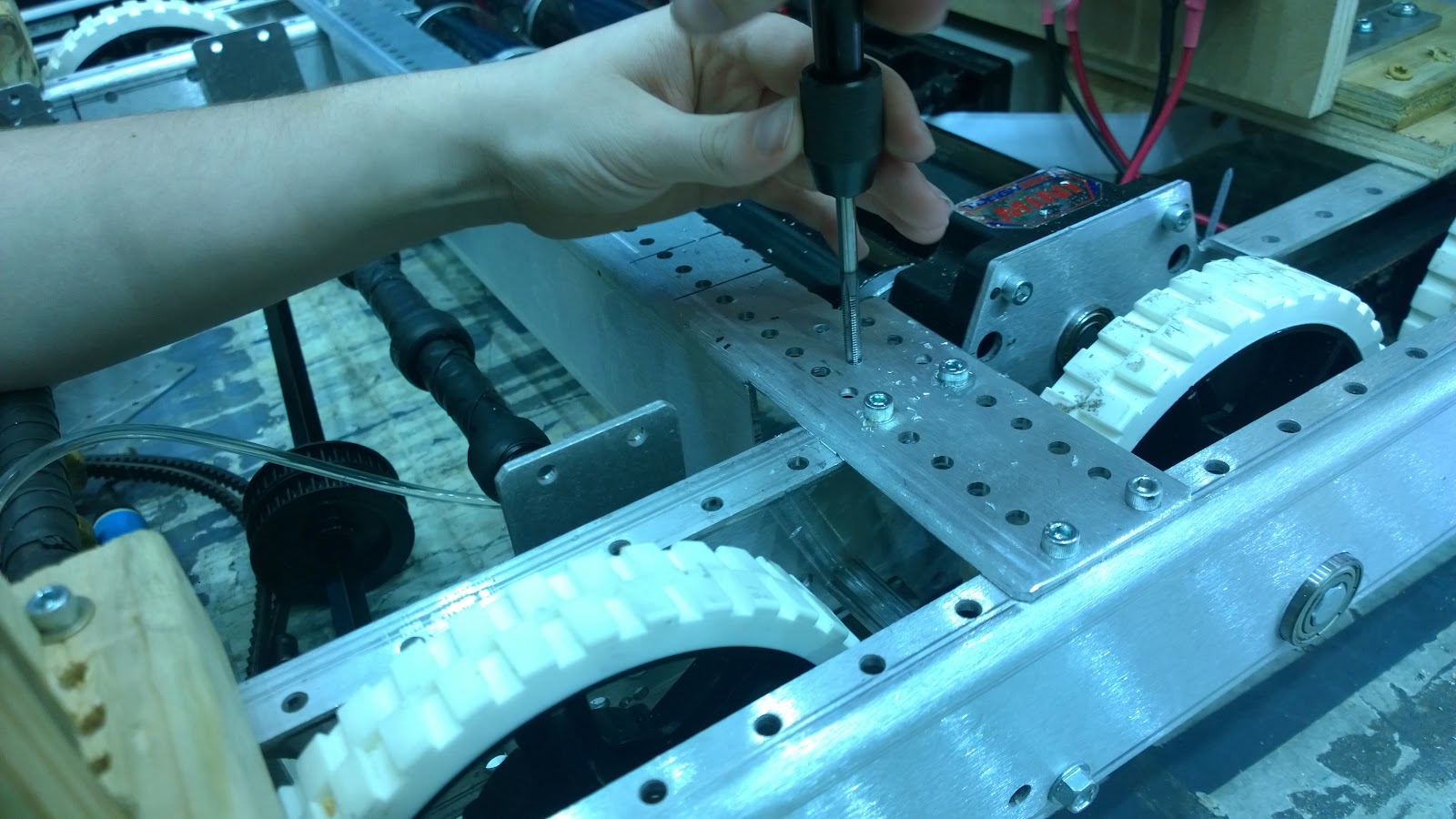 Tapping the mount surface.