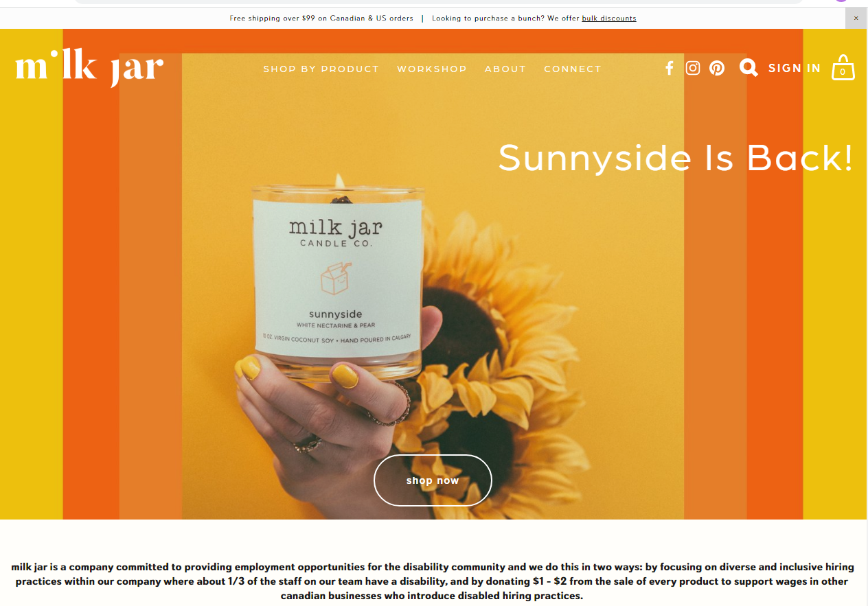 Milk Jar web design